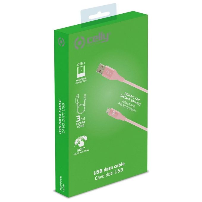 Celly Usb Micro Color 3mt Rosa