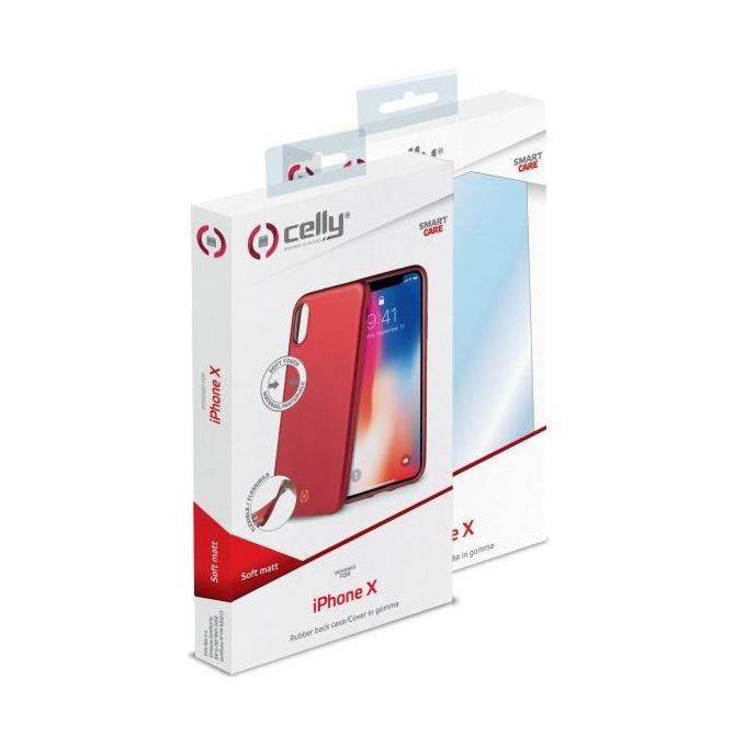 Celly Soft Matt Cover per iPhone X-XS Rosso