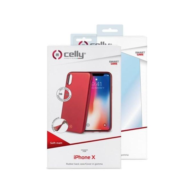 Celly Soft Matt Cover per iPhone X-XS Rosso