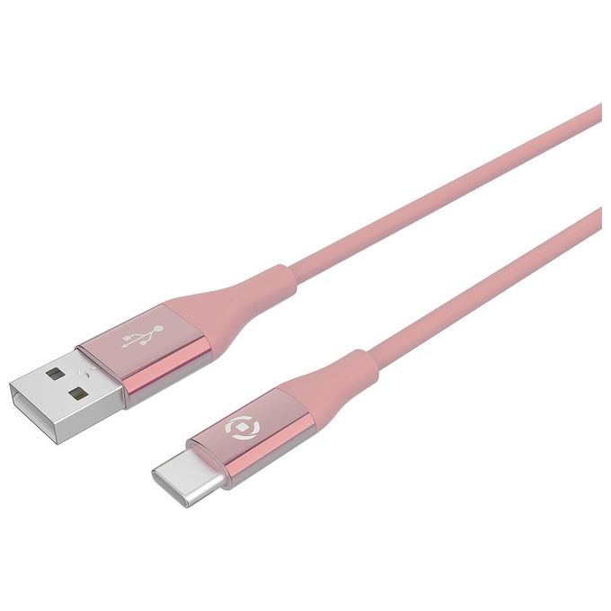 Celly USBTYPECCOLORPK Cavo USB A USB C 1 m USB 2.0 Silicone Ricarica e Sincronizzazione colore Rosa