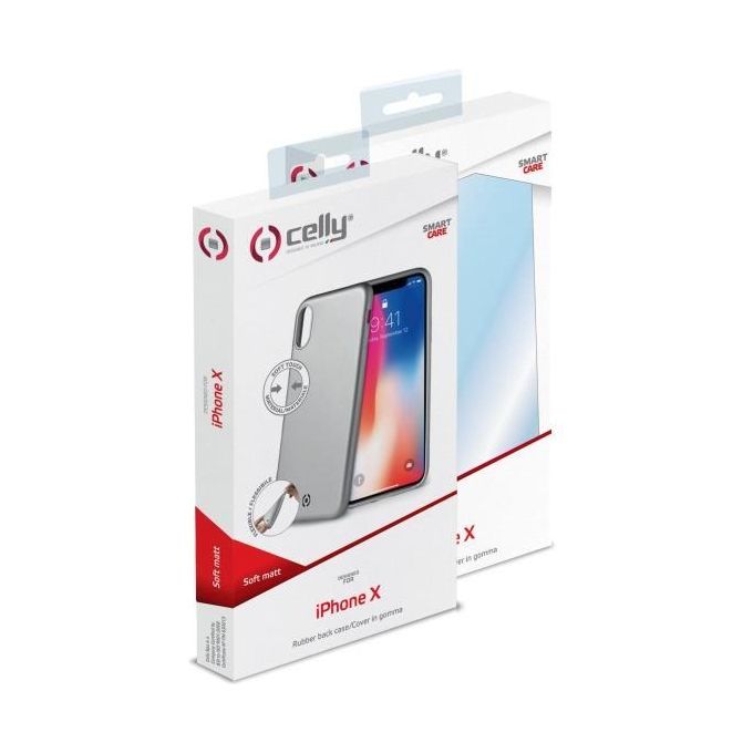 Celly Soft Matt Cover per iPhone X-XS Silver