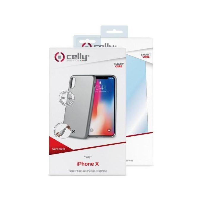 Celly Soft Matt Cover per iPhone X-XS Silver