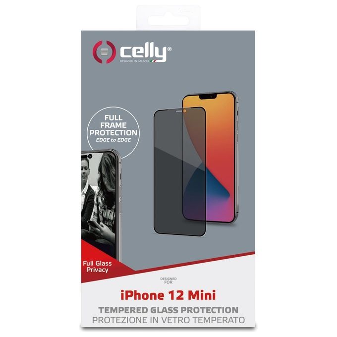 Celly Pellicola Privacy 3D Full per iPhone 12 Mini Nero