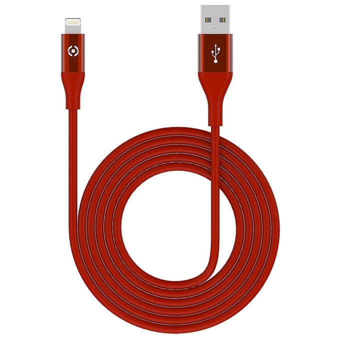 Celly Cavo Usb Lightning Color 3mt Rosso