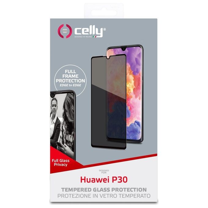 Celly PRIVACYF848BK Privacy Full Glass Pellicola Proteggischermo Huawei P30 Vetro Temperato 9H Privacy 0,3 mm colore Nero