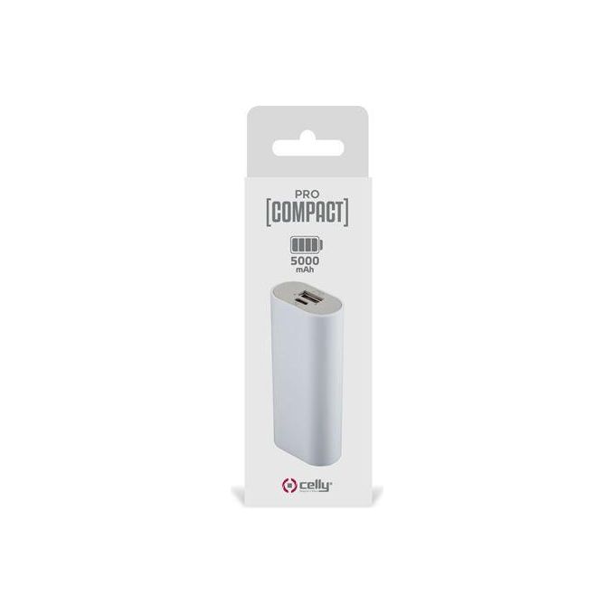 Celly PCPB5000WH Procompact Powerbank 5000 mAh 1 porta USB ricarica Micro-USB colore Bianco