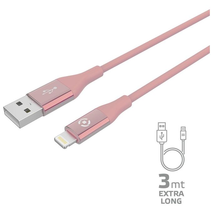 Celly Cavo Usb Lightning Color 3mt Rosa