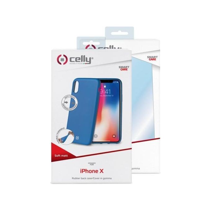 Celly Soft Matt Cover per iPhone X-XS Blu