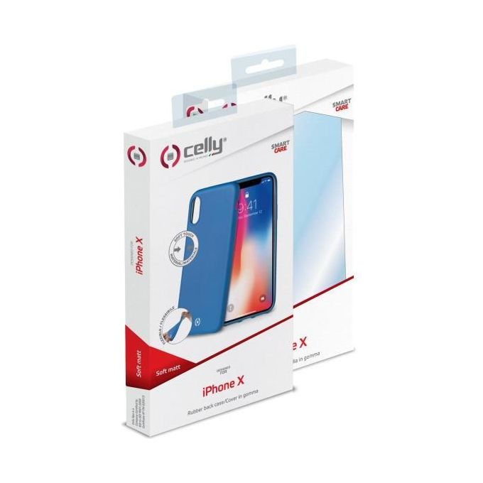 Celly Soft Matt Cover per iPhone X-XS Blu