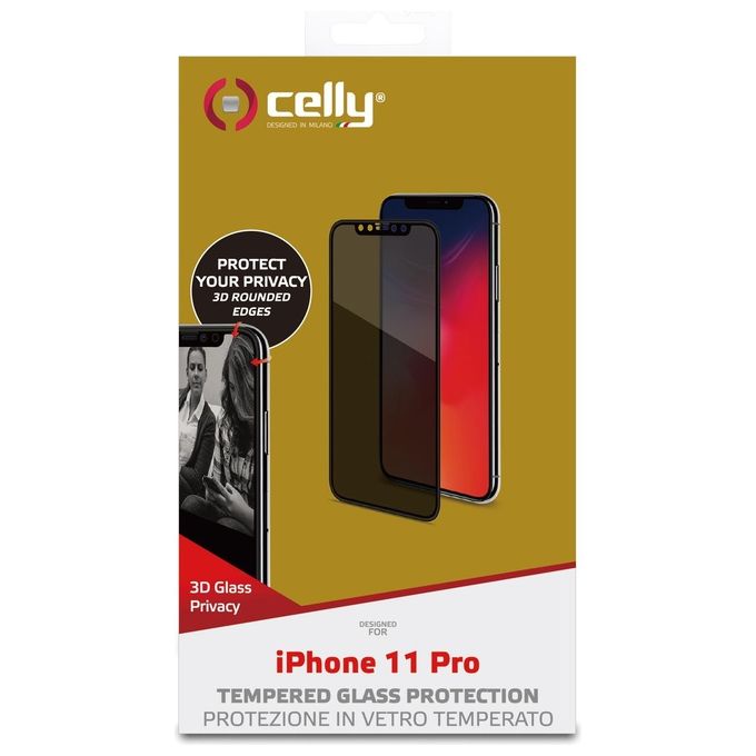 Celly Pellicola Privacy 3D per iPhone 11 Pro Nero