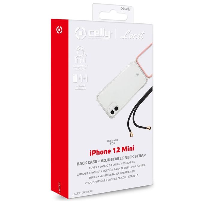 Celly Lacet Case per iPhone 12 Mini Nero-Rosa