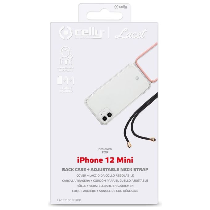 Celly Lacet Case per iPhone 12 Mini Nero-Rosa