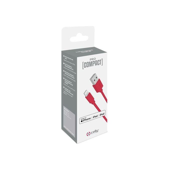 Celly Procompact Cavo Lightning Rosso