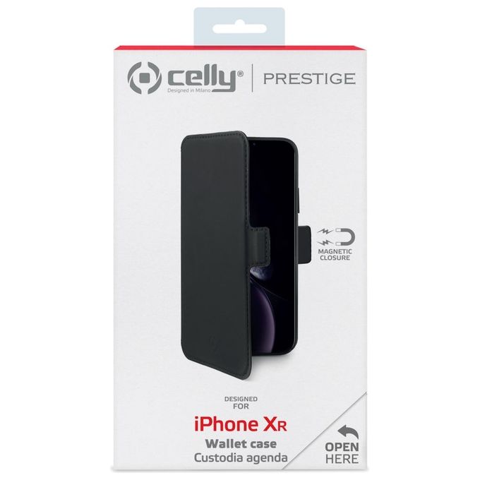 Celly Prestige Magnetic Cover per iPhone XR Nero