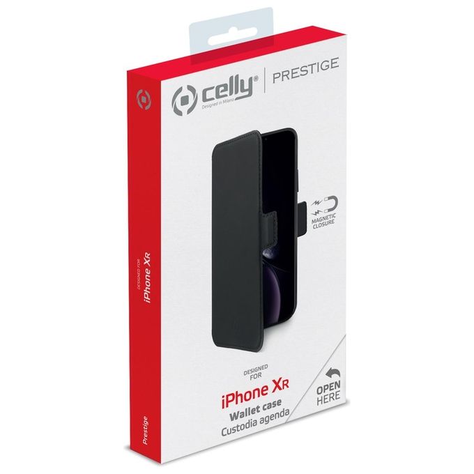 Celly Prestige Magnetic Cover per iPhone XR Nero
