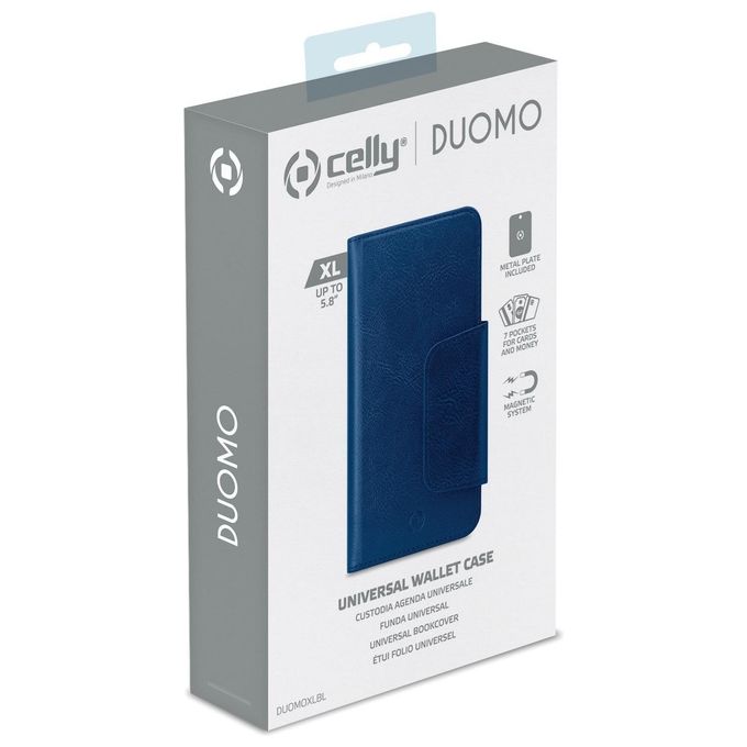 Celly Duomo Wallet Case Custodia per Smartphone 5.8'' Blu