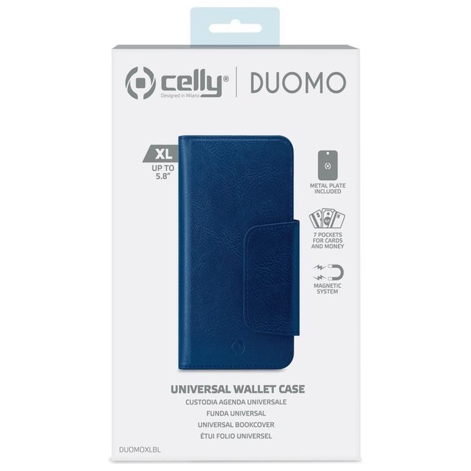 Celly Duomo Wallet Case Custodia per Smartphone 5.8'' Blu