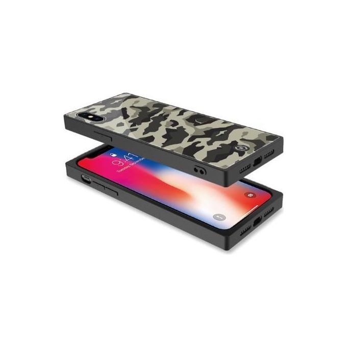 Celly Diamond Square Camo Cover per iPhone XS-X Nero