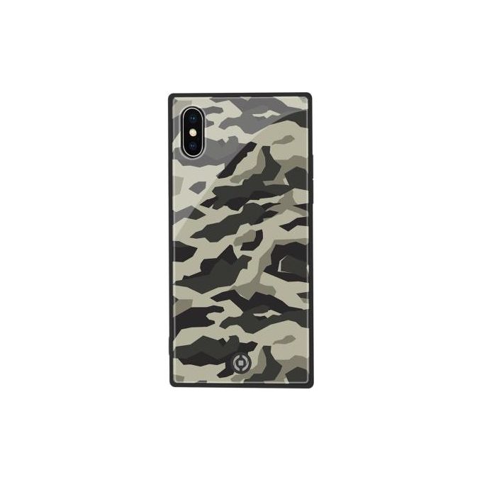 Celly Diamond Square Camo Cover per iPhone XS-X Nero