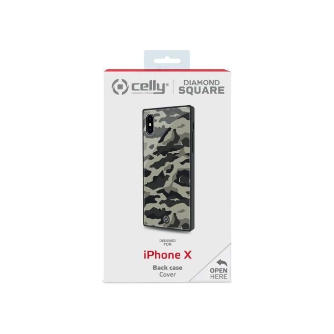 Celly Diamond Square Camo Cover per iPhone XS-X Nero