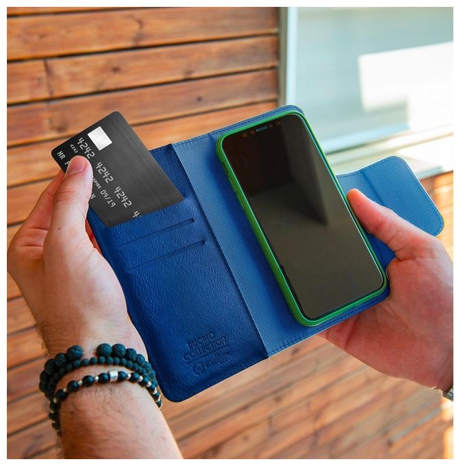 Celly Duomo Wallet Case Custodia per Smartphone 6.5'' Blu