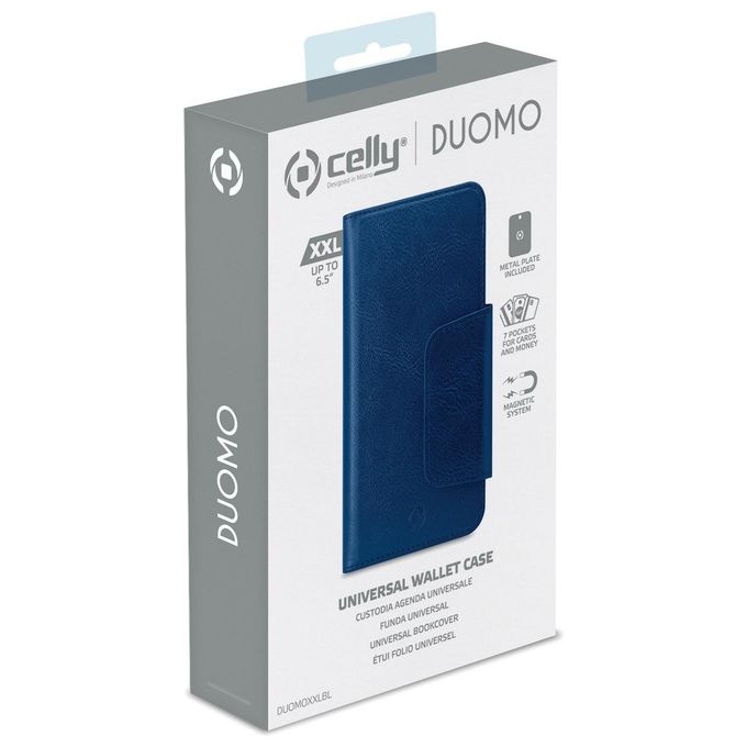 Celly Duomo Wallet Case Custodia per Smartphone 6.5'' Blu