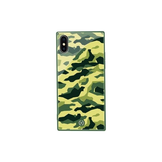 Celly Diamond Square Camo Cover per iPhone XS-X Verde