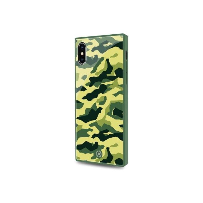 Celly Diamond Square Camo Cover per iPhone XS-X Verde