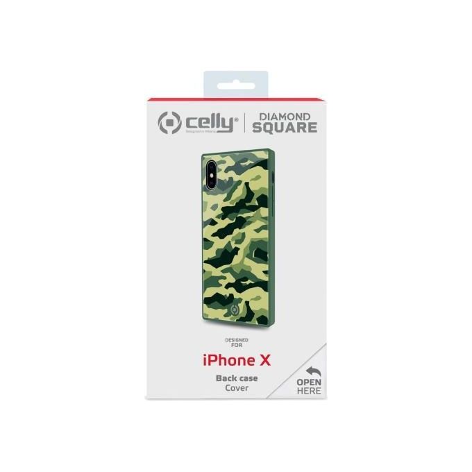 Celly Diamond Square Camo Cover per iPhone XS-X Verde