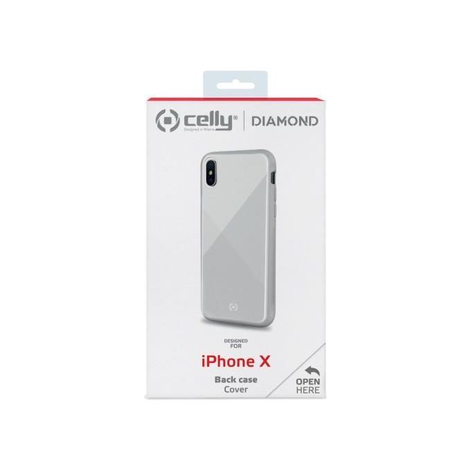 Celly Diamond Glass Case per iPhone X-XS Bianco