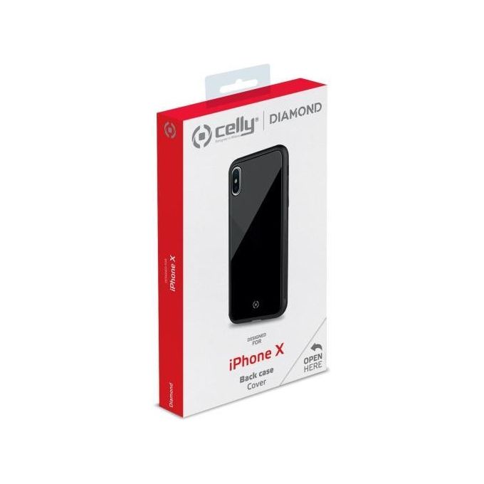 Celly Diamond Glass Case per iPhone X-XS Nero