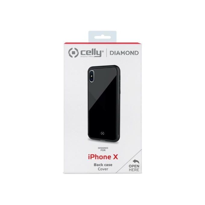 Celly Diamond Glass Case per iPhone X-XS Nero