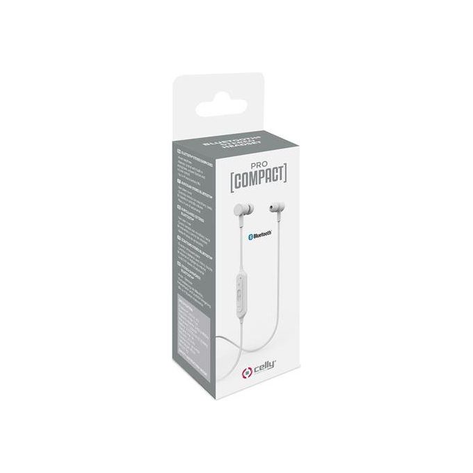 Celly PCBHSTEREOWH Procompact Auricolari Bluetooth In-ear Wireless Microfono Integrato 4 ore autonomia colore Bianco