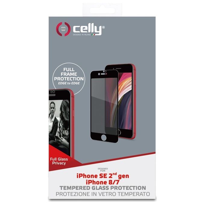 Celly Pellicola Privacy Full per iPhone SE 2nd Gen-8-7 Nero