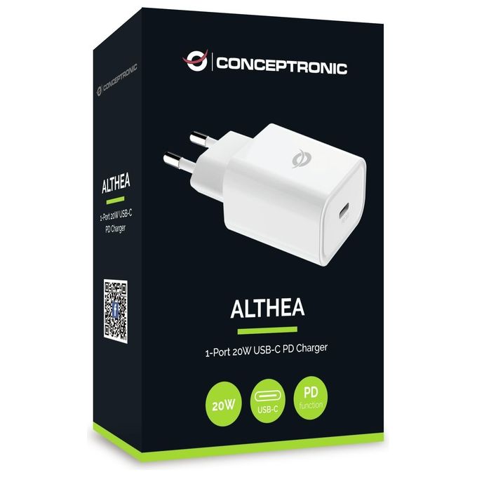 Conceptronic ALTHEA07W Caricabatterie Mini Usb 20W Bianco Usb-C