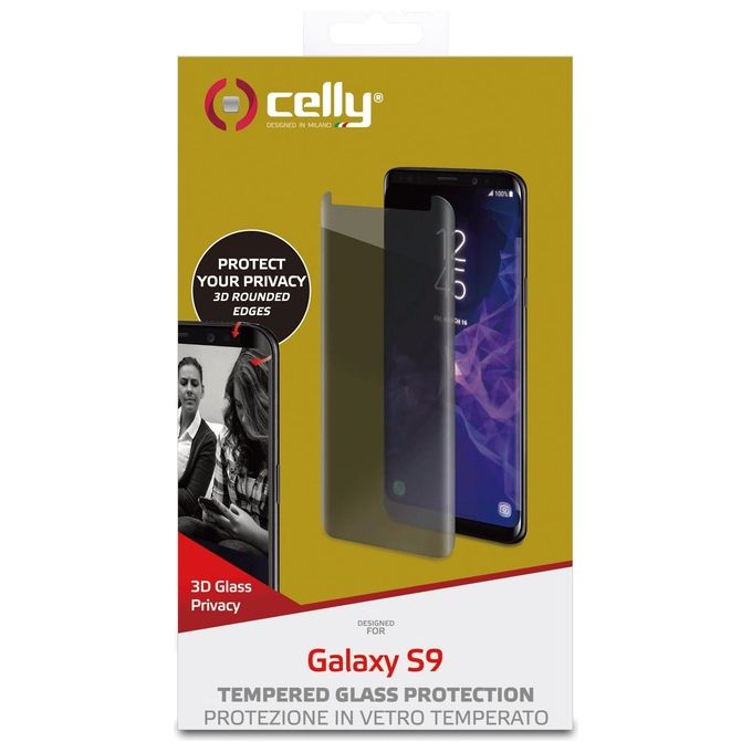 Celly Pellicola Privacy 3D per Samsung Galaxy S9 Nero