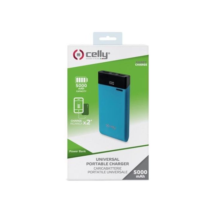 Celly Powerbank 5000mAh 2 Usb Blu