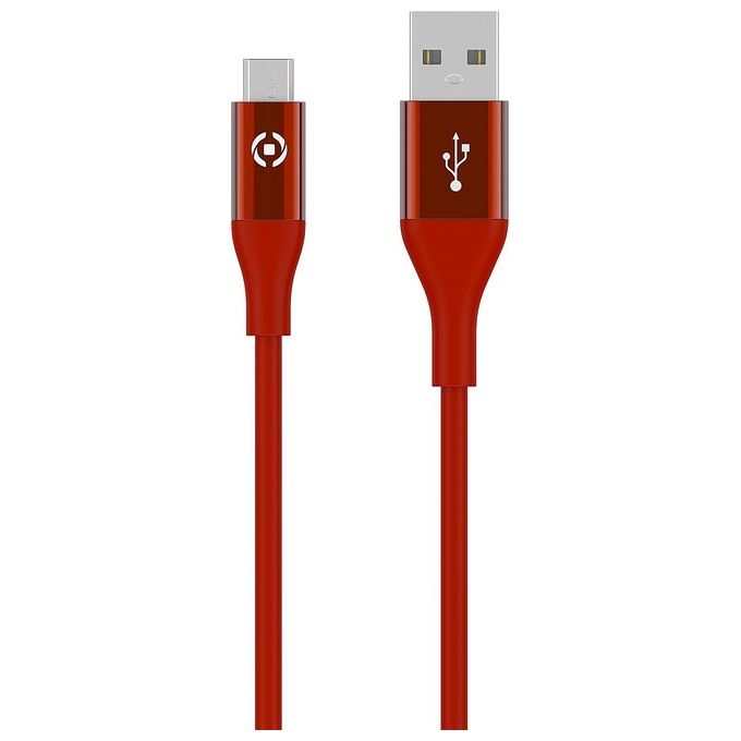 Celly USBMICROCOL3MRD Cavo USB A Micro-USB B 3 m Rivestimento in Silicone Soft Touch colore Rosso