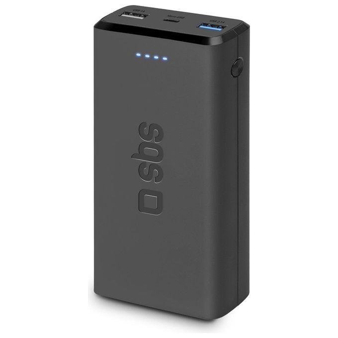 SBS TTBB20000FASTK Power Bank 20000mAh Fast Charge 10W Extra Slim USB-C Intelligent Charge colore Nero