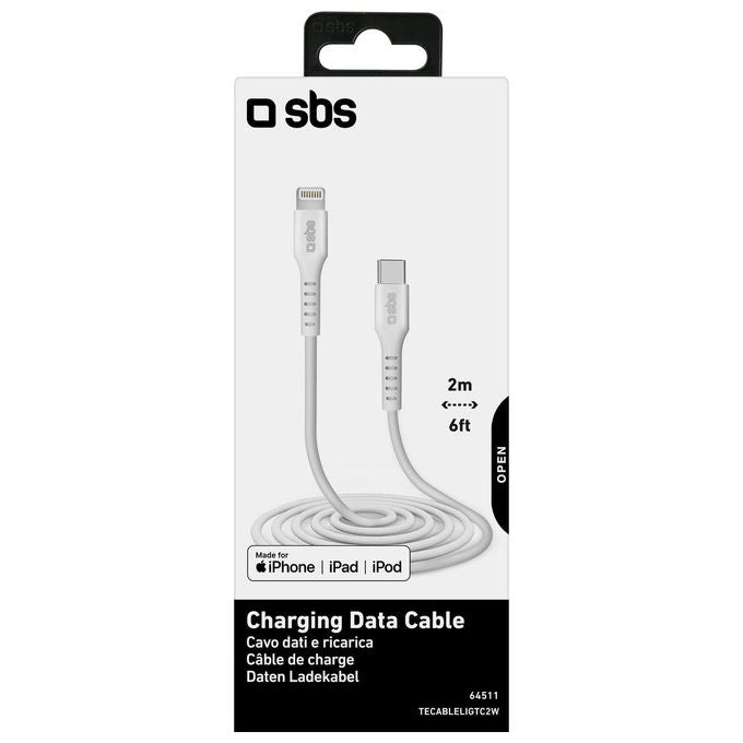 SBS TECABLELIGTC2W Cavo Dati e Ricarica Lightning Type C 2 m colore Bianco