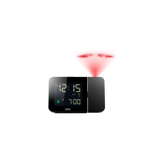 Braun BC15-DCF B Sveglia Radiocontrollata Digitale con Proiezione LED 180° Radio FM Sincronizzazione DCF colore Nero
