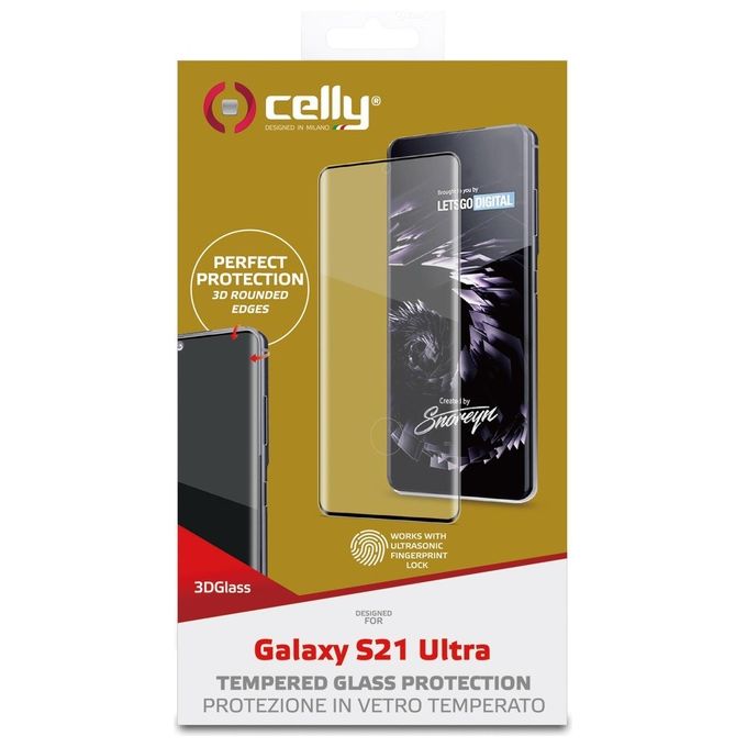 Celly 3D Glass per Samsung Galaxy S21 Ultra 5G Nero