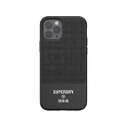 Superdry 42585 Cover Custodia per iPhone 12 12 Pro in Tela TPU Protezione Antipolvere Antigraffio colore Nero