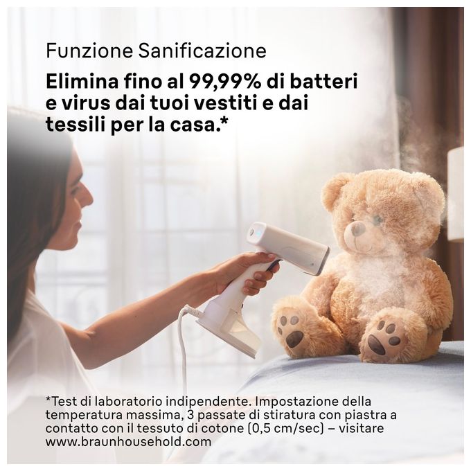 Braun GS5011PU QuickStyle 5 Stiratore Verticale 1200W Vapore 22 g-min Riscaldamento Rapido 45s Dual FreeGlide 3D colore Viola Bianco