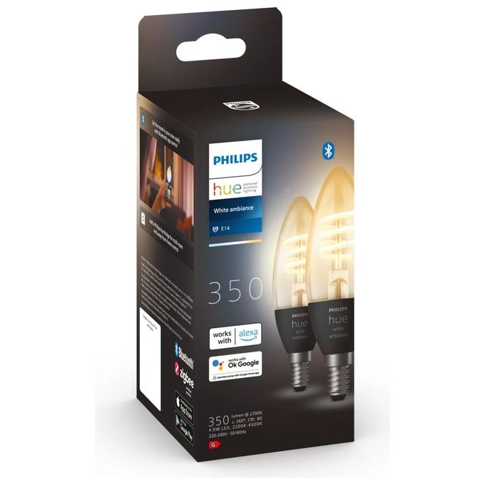 Philips Hue 929003145202 White Ambiance Lampadina LED E14 2200-4500 K 4,6 W dimmerabile colore Nero