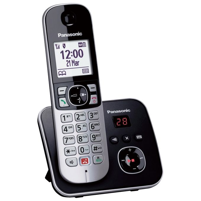 Panasonic KX-TG6861JTB Telefono Cordless DECT Segreteria 40 min Vivavoce Blocco Chiamate Display 1.8'' colore Nero