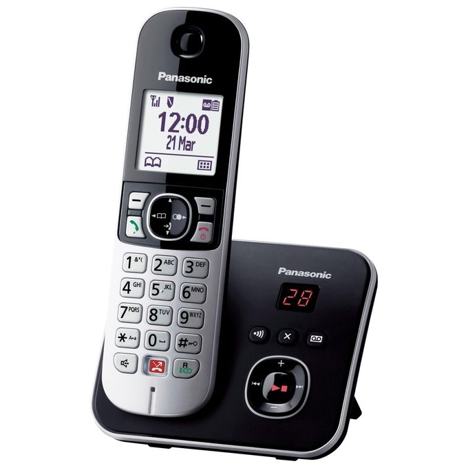 Panasonic KX-TG6861JTB Telefono Cordless DECT Segreteria 40 min Vivavoce Blocco Chiamate Display 1.8'' colore Nero