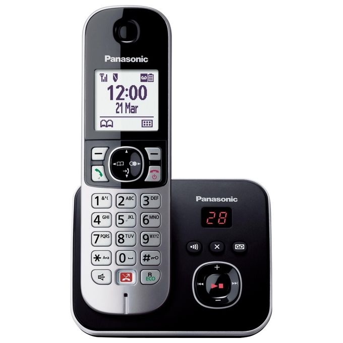 Panasonic KX-TG6861JTB Telefono Cordless DECT Segreteria 40 min Vivavoce Blocco Chiamate Display 1.8'' colore Nero