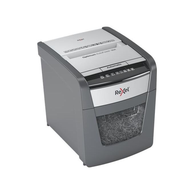 Rexel 2020050X Optimum Auto Feed+ Distruggidocumenti Automatico 50 Fogli Taglio a Frammento 20 Litri Cestino Removibile