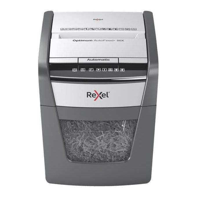 Rexel 2020050X Optimum Auto Feed+ Distruggidocumenti Automatico 50 Fogli Taglio a Frammento 20 Litri Cestino Removibile